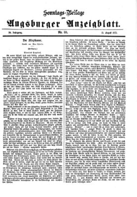 Augsburger Anzeigeblatt. Sonntags-Beilage zum Augsburger Anzeigblatt (Augsburger Anzeigeblatt) Sonntag 15. August 1875