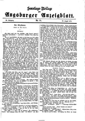 Augsburger Anzeigeblatt. Sonntags-Beilage zum Augsburger Anzeigblatt (Augsburger Anzeigeblatt) Sonntag 29. August 1875