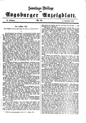 Augsburger Anzeigeblatt. Sonntags-Beilage zum Augsburger Anzeigblatt (Augsburger Anzeigeblatt) Sonntag 5. September 1875