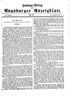 Augsburger Anzeigeblatt. Sonntags-Beilage zum Augsburger Anzeigblatt (Augsburger Anzeigeblatt) Sonntag 26. September 1875