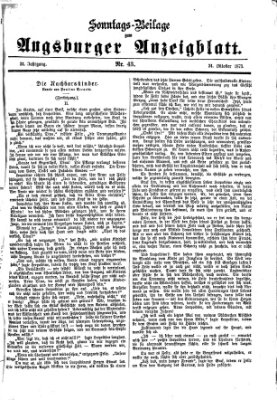 Augsburger Anzeigeblatt. Sonntags-Beilage zum Augsburger Anzeigblatt (Augsburger Anzeigeblatt) Sonntag 24. Oktober 1875