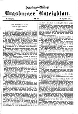 Augsburger Anzeigeblatt. Sonntags-Beilage zum Augsburger Anzeigblatt (Augsburger Anzeigeblatt) Sonntag 19. Dezember 1875