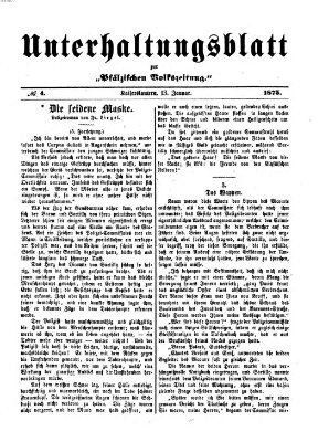 Unterhaltungsblatt zur Kaiserslauterer Zeitung (Pfälzische Volkszeitung) Mittwoch 13. Januar 1875