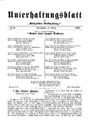 Unterhaltungsblatt zur Kaiserslauterer Zeitung (Pfälzische Volkszeitung) Sonntag 21. Februar 1875