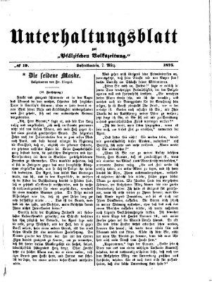 Unterhaltungsblatt zur Kaiserslauterer Zeitung (Pfälzische Volkszeitung) Sonntag 7. März 1875