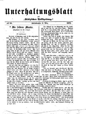 Unterhaltungsblatt zur Kaiserslauterer Zeitung (Pfälzische Volkszeitung) Sonntag 21. März 1875