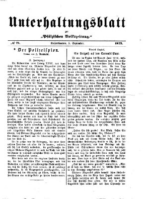 Unterhaltungsblatt zur Kaiserslauterer Zeitung (Pfälzische Volkszeitung) Sonntag 5. September 1875