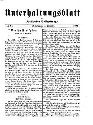 Unterhaltungsblatt zur Kaiserslauterer Zeitung (Pfälzische Volkszeitung) Mittwoch 15. September 1875