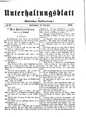 Unterhaltungsblatt zur Kaiserslauterer Zeitung (Pfälzische Volkszeitung) Sonntag 26. September 1875