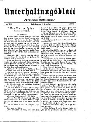 Unterhaltungsblatt zur Kaiserslauterer Zeitung (Pfälzische Volkszeitung) Mittwoch 8. Dezember 1875