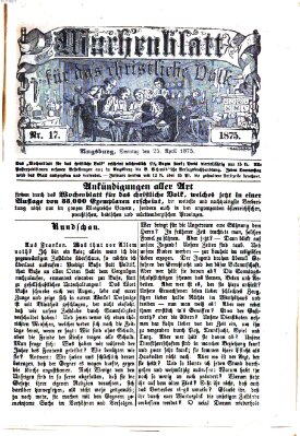 Wochenblatt für das christliche Volk Sonntag 25. April 1875