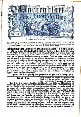 Wochenblatt für das christliche Volk Sonntag 27. Juni 1875