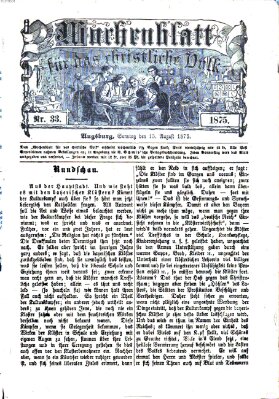 Wochenblatt für das christliche Volk Sonntag 15. August 1875