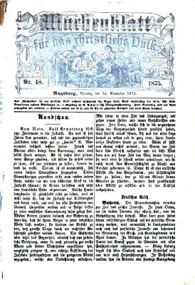 Wochenblatt für das christliche Volk Sonntag 28. November 1875