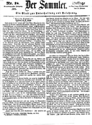 Der Sammler (Augsburger Abendzeitung) Samstag 13. Februar 1875