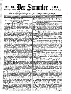 Der Sammler (Augsburger Abendzeitung) Dienstag 23. März 1875