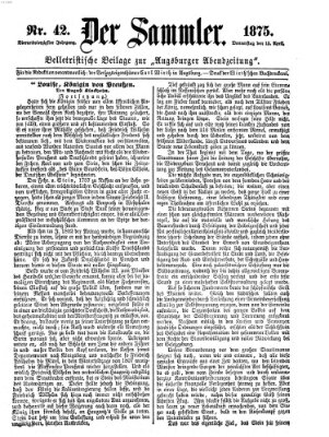 Der Sammler (Augsburger Abendzeitung) Donnerstag 15. April 1875