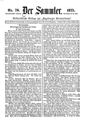 Der Sammler (Augsburger Abendzeitung) Donnerstag 24. Juni 1875