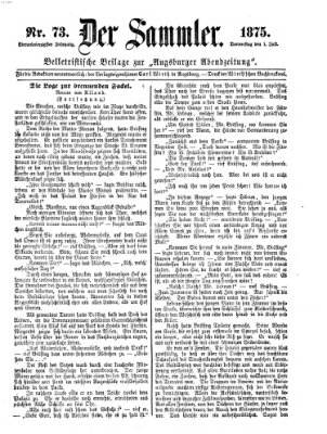 Der Sammler (Augsburger Abendzeitung) Donnerstag 1. Juli 1875