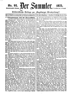 Der Sammler (Augsburger Abendzeitung) Samstag 14. August 1875