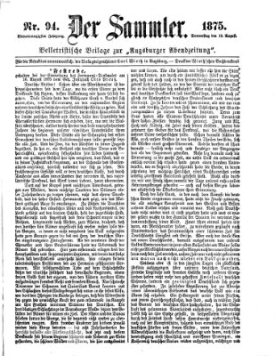 Der Sammler (Augsburger Abendzeitung) Donnerstag 19. August 1875