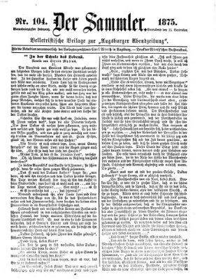 Der Sammler (Augsburger Abendzeitung) Samstag 11. September 1875