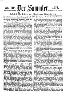 Der Sammler (Augsburger Abendzeitung) Samstag 25. September 1875