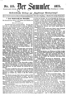 Der Sammler (Augsburger Abendzeitung) Donnerstag 7. Oktober 1875