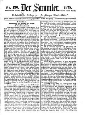 Der Sammler (Augsburger Abendzeitung) Samstag 27. November 1875