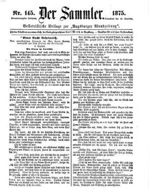 Der Sammler (Augsburger Abendzeitung) Samstag 18. Dezember 1875