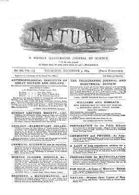 Nature Donnerstag 3. Dezember 1874