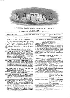 Nature Donnerstag 21. Januar 1875