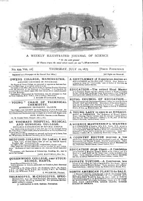 Nature Donnerstag 22. Juli 1875