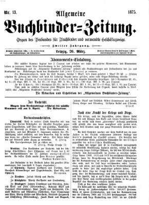 Allgemeine Buchbinderzeitung Freitag 26. März 1875