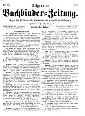 Allgemeine Buchbinderzeitung Freitag 29. Oktober 1875