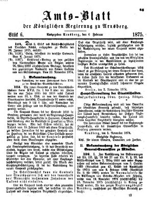 Amtsblatt für den Regierungsbezirk Arnsberg Samstag 6. Februar 1875