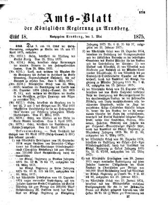 Amtsblatt für den Regierungsbezirk Arnsberg Samstag 1. Mai 1875