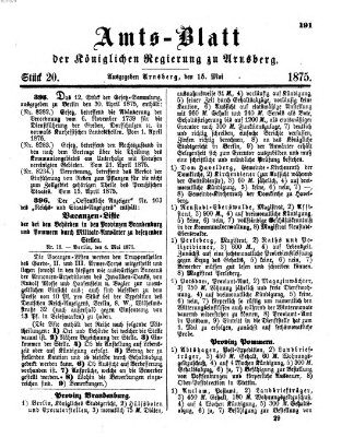 Amtsblatt für den Regierungsbezirk Arnsberg Samstag 15. Mai 1875