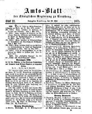 Amtsblatt für den Regierungsbezirk Arnsberg Samstag 29. Mai 1875