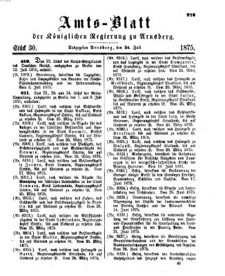 Amtsblatt für den Regierungsbezirk Arnsberg Samstag 24. Juli 1875