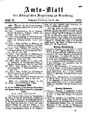 Amtsblatt für den Regierungsbezirk Arnsberg Samstag 31. Juli 1875