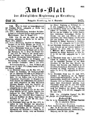 Amtsblatt für den Regierungsbezirk Arnsberg Samstag 4. September 1875