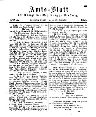 Amtsblatt für den Regierungsbezirk Arnsberg Samstag 20. November 1875