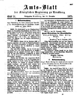 Amtsblatt für den Regierungsbezirk Arnsberg Samstag 18. Dezember 1875