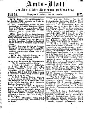 Amtsblatt für den Regierungsbezirk Arnsberg Samstag 25. Dezember 1875