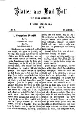 Blätter aus Bad Boll für seine Freunde Samstag 23. Januar 1875