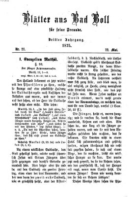 Blätter aus Bad Boll für seine Freunde Samstag 22. Mai 1875