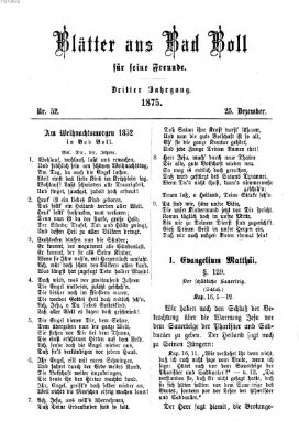 Blätter aus Bad Boll für seine Freunde Samstag 25. Dezember 1875