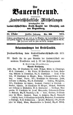 Der Bauernfreund Samstag 30. Oktober 1875