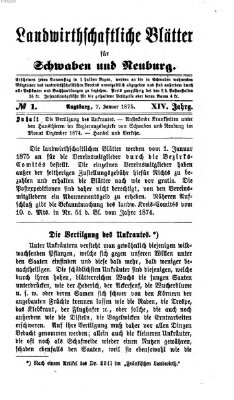 Landwirtschaftliche Blätter für Schwaben und Neuburg Donnerstag 7. Januar 1875